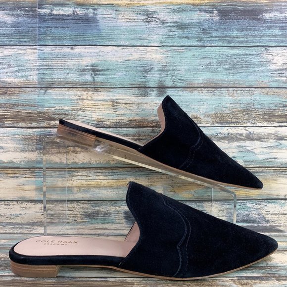 Cole Haan Shoes - Cole Haan Hadley Black Suede Mules Shoes Pointed Toe Formal Dress Work Womens 9B